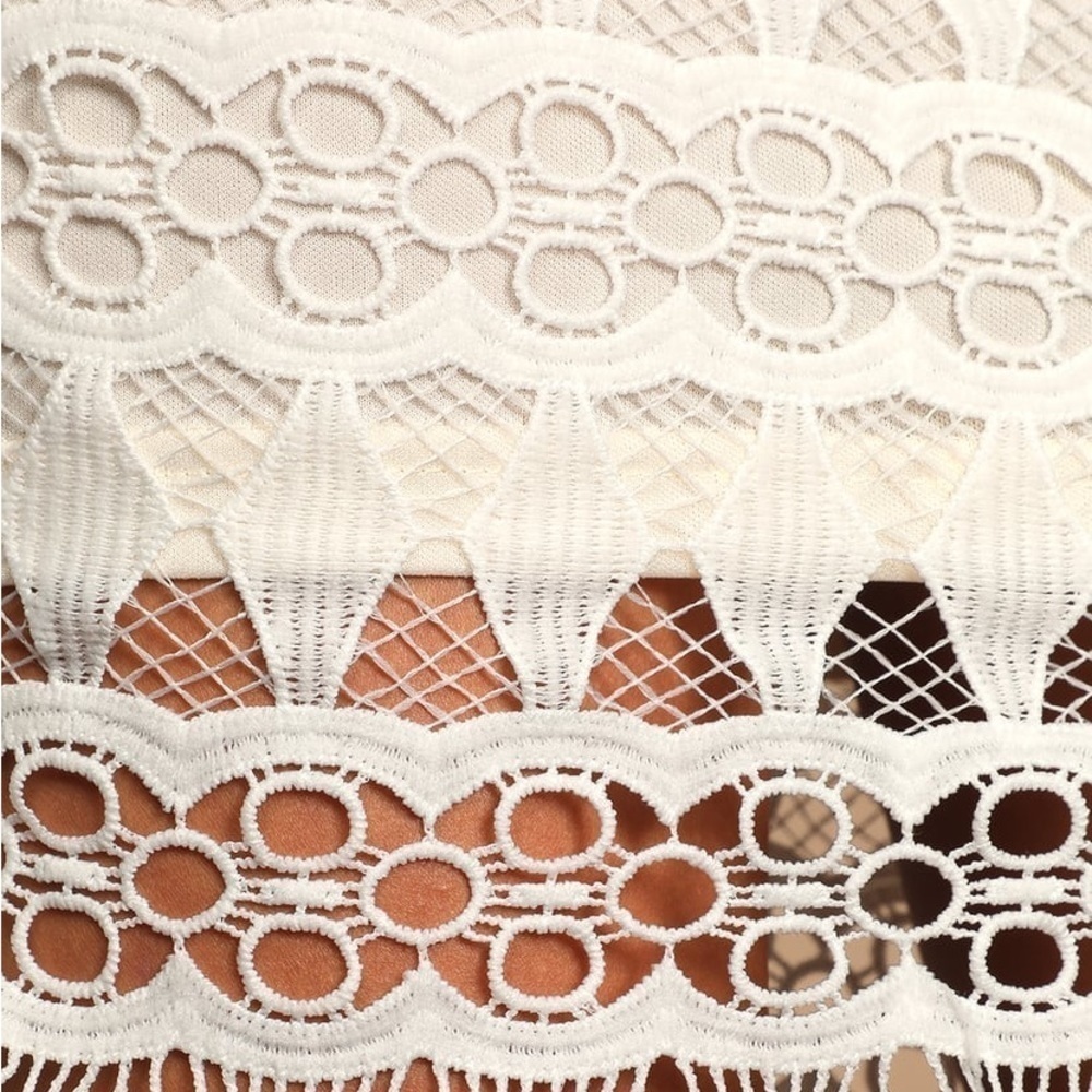 Lulus White Crochet Lace Sleeveless Bodycon Dress Size M - Picture 5 of 13